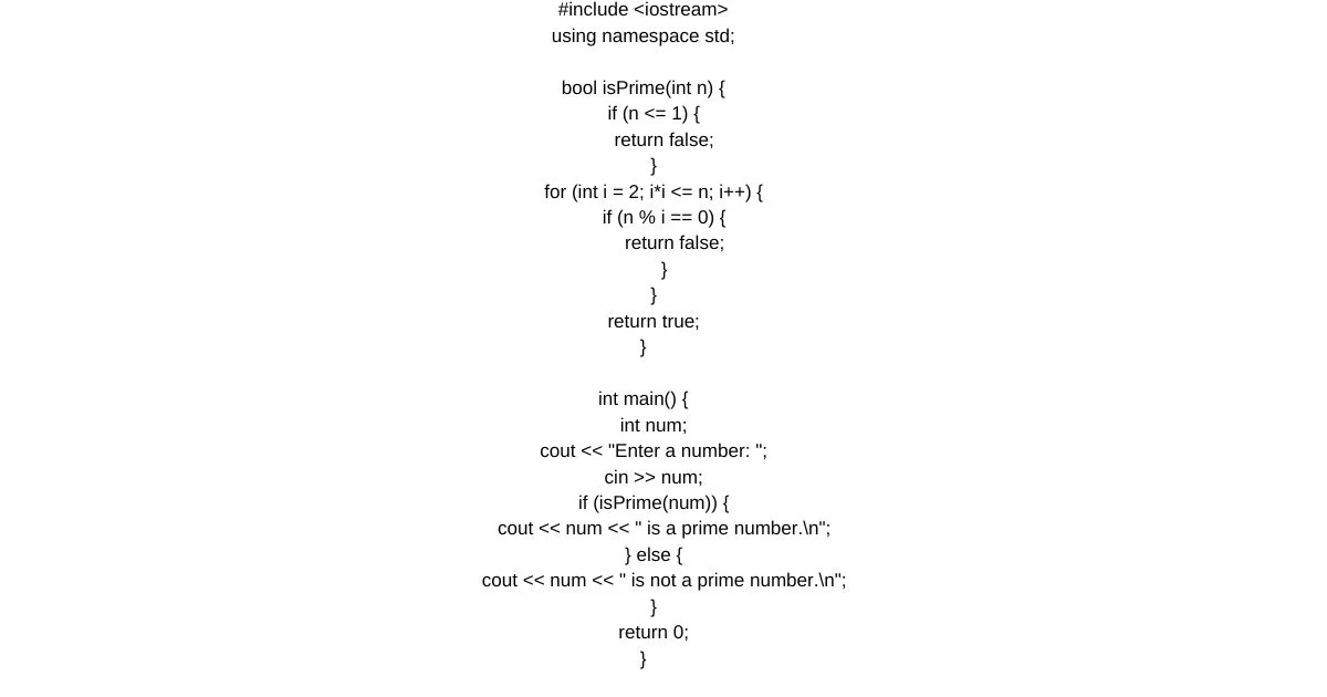 prime number program in c++