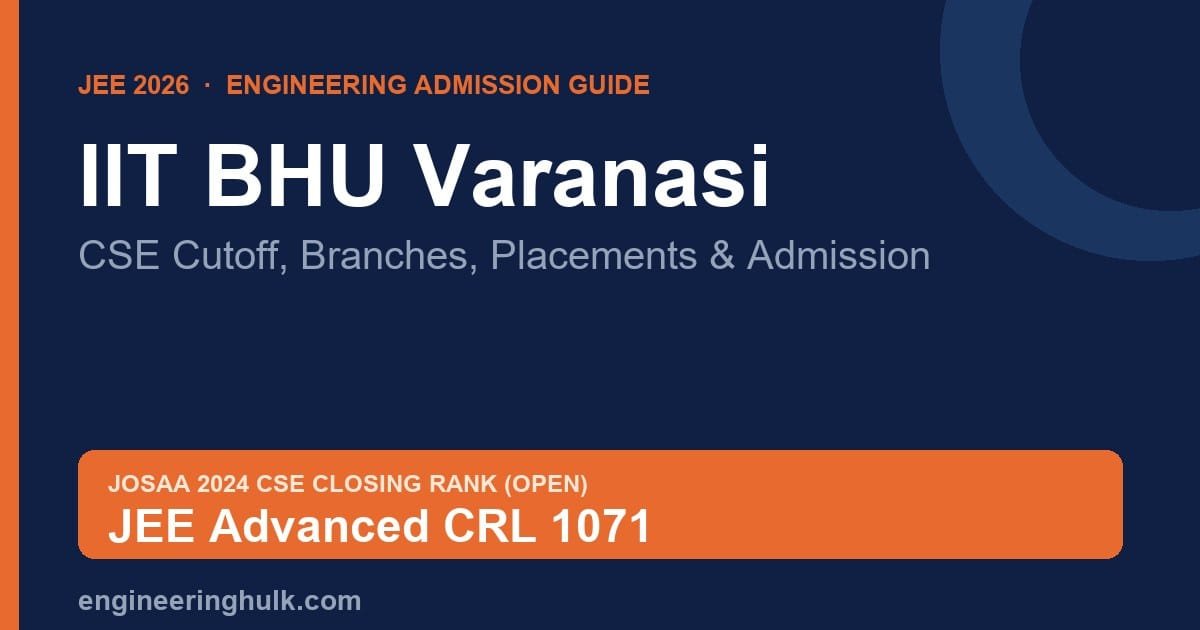 IIT BHU Varanasi 2026 CSE cutoff, branches and placements guide