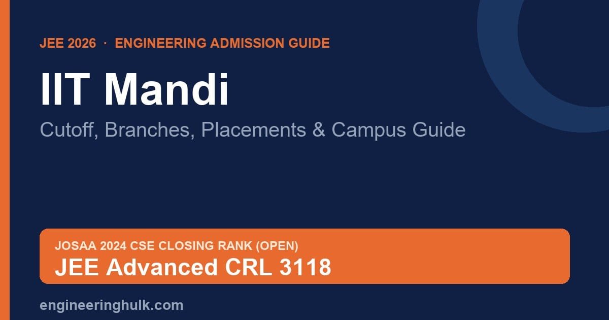 IIT Mandi 2026 cutoff, branches and placements guide
