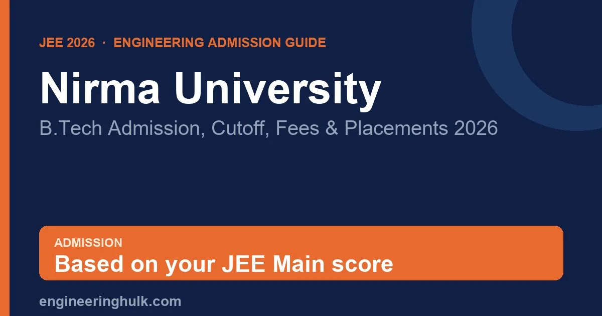 Nirma University B.Tech 2026 admission, cutoff, fees and placements guide