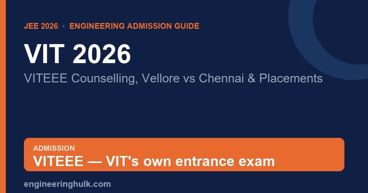 VIT 2026 VITEEE counselling, Vellore vs Chennai campus comparison and placements guide